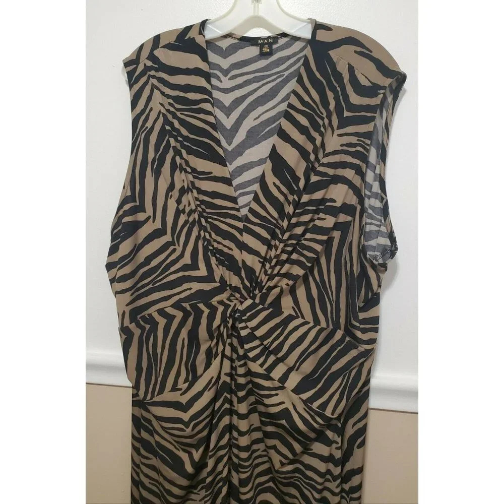 IMAN Global Chic Black Tan Animal Print Sleeveless - Picture 3 of 8